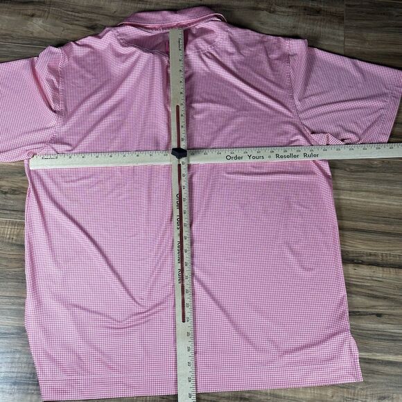 Footjoy Golf Polo Men’s Medium Pink Checkered Logo Stretch Lightweight - Picture 10 of 10